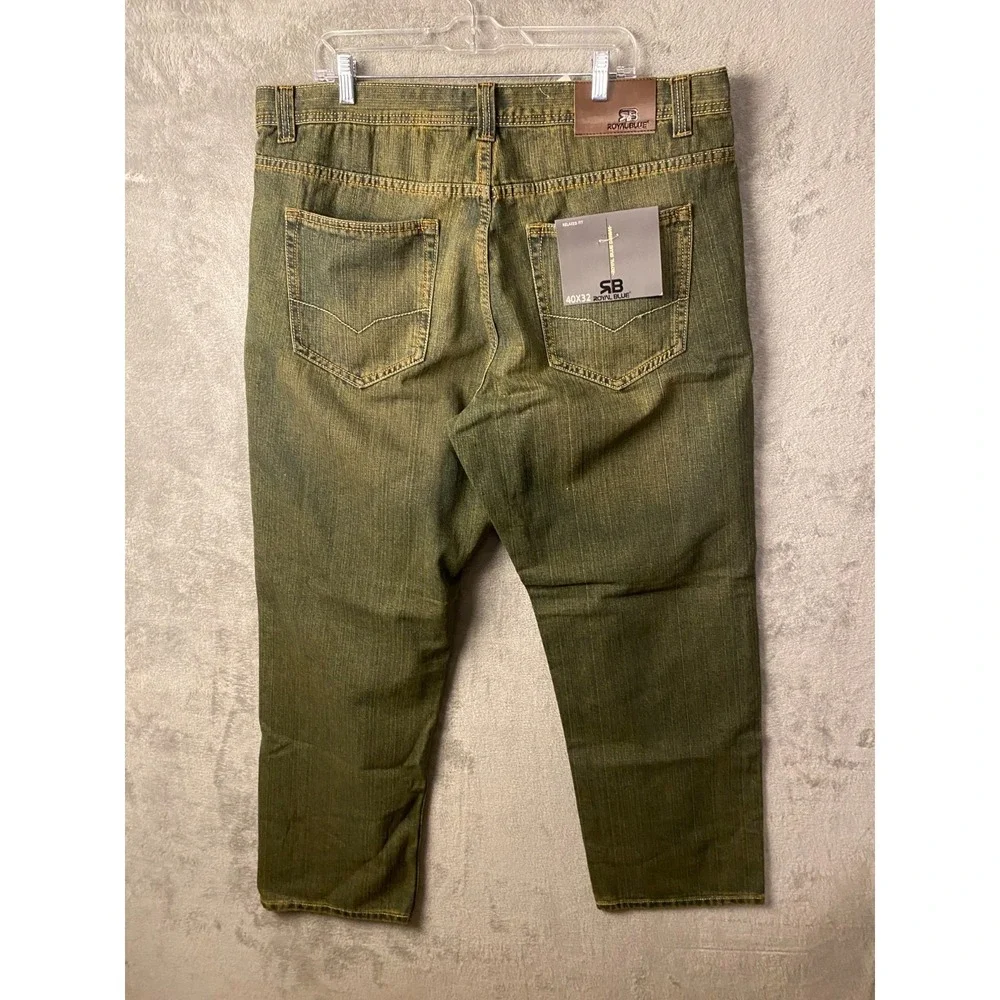 Royal Blue Relaxed Fit Jeans Men's 40x32 Brown Wash Denim Straight Leg NWT